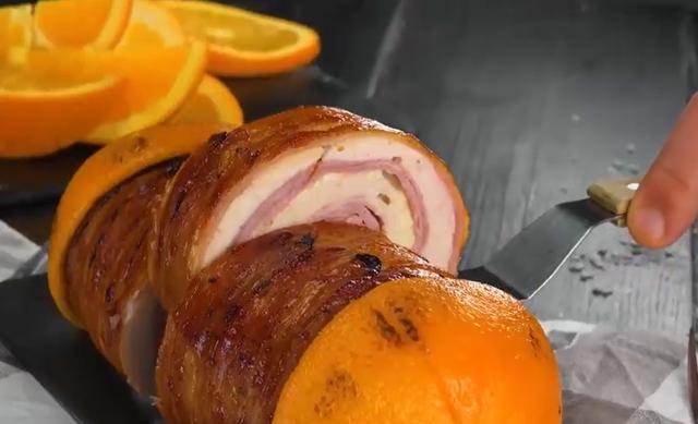 「烘焙教程」创意料理—教你做柳橙培根鸡肉卷，清爽不腻
